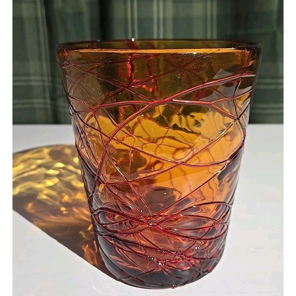 Other - Vintage 1980s Murano Style Hand Blown‎ Threaded Art Glass Vase MCM